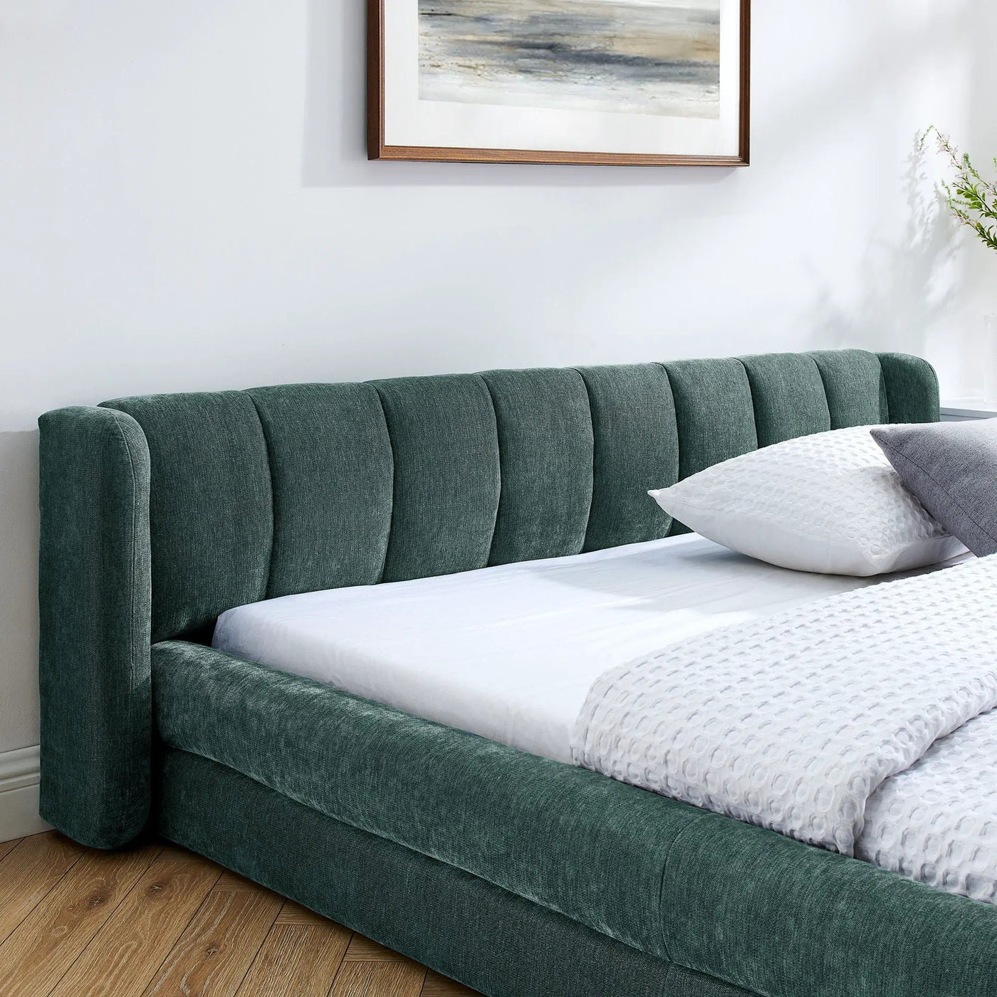 Modern Upholstered Bed Frame With Thick Fabric And Headboard by Unique Piece Furniture