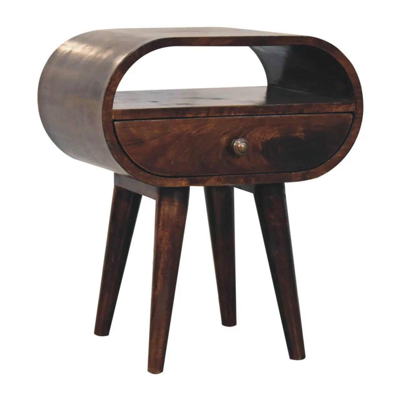 Circular Bedside Table With Open Slot - Walnut by HouseOfZazla