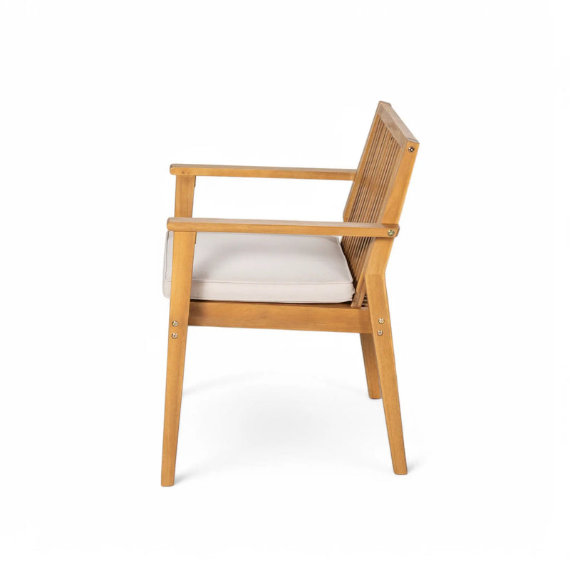 5-Piece Acacia Wood Outdoor Dining Set, Patio Table & Chairs with Removable Cushions by HouseOfZazla