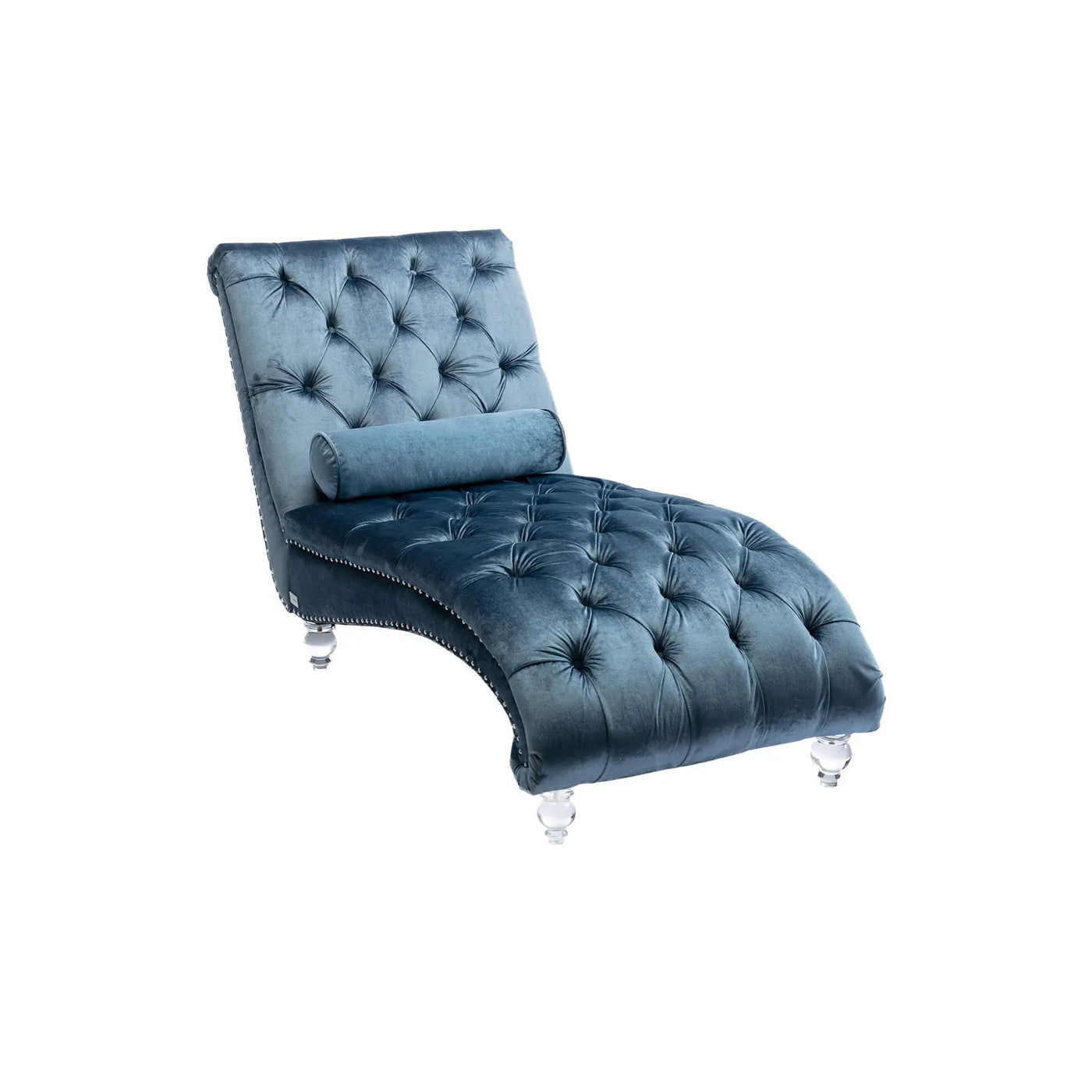 Chaise Lounge Indoor, Button Tufted Upholstered Chaise Lounge Chair With Pillow by HouseOfZazla