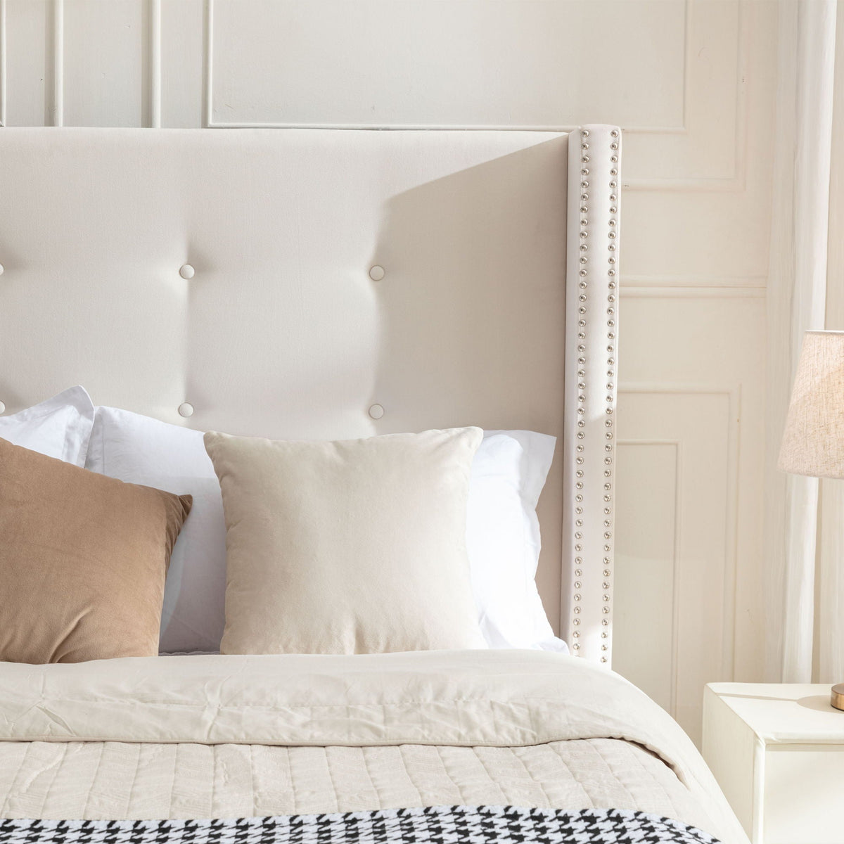 Peyton - Upholstered Bed With 54" High Headboard, Traditional Hand Buttoned Tufting, photo 14 of 14