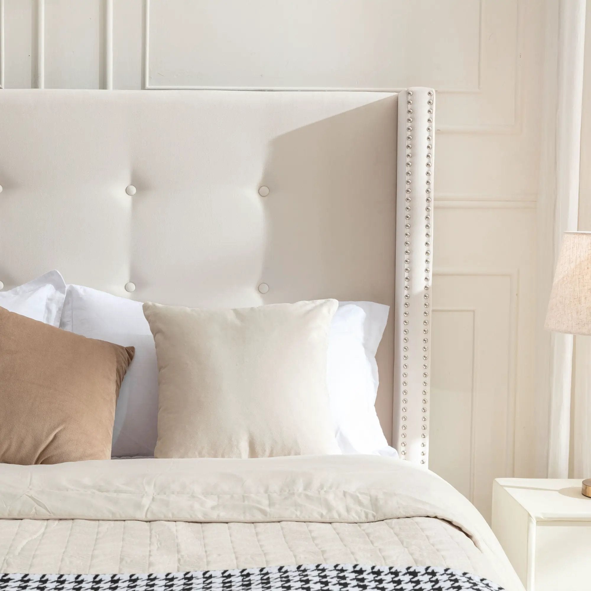 Peyton - Upholstered Bed With 54" High Headboard, Traditional Hand Buttoned Tufting by Unique Piece Furniture