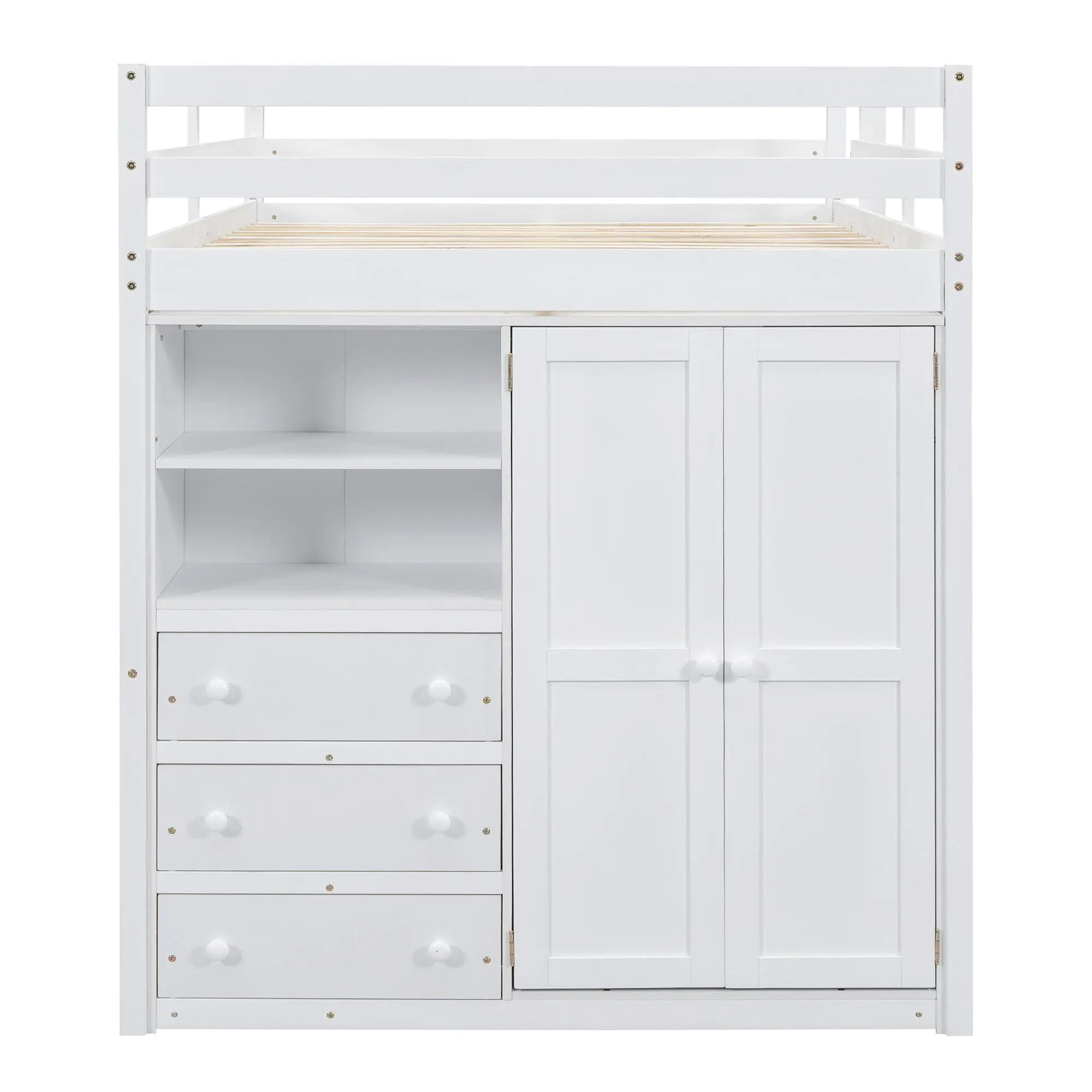 Loft Bed With Built In Wardrobe, Shelves And Drawers