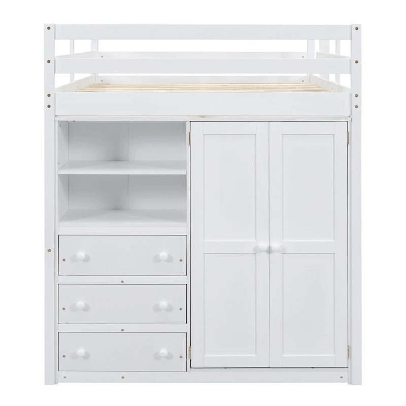 Loft Bed With Built In Wardrobe, Shelves And Drawers