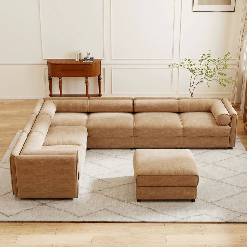 Contemporary Elegant Sofa With Storage And Ottoman by Unique Piece Furniture