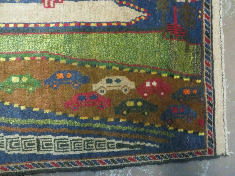 3' X 5' New Vintage Handmade Afghan Balouch Tribal Wool Pictorial Rug # 303 by Jewel Rugs