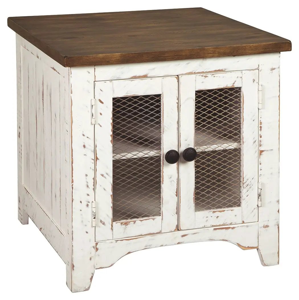Wystfield - Rectangular End Table - 2 Doors - White / Brown by Unique Piece Furniture