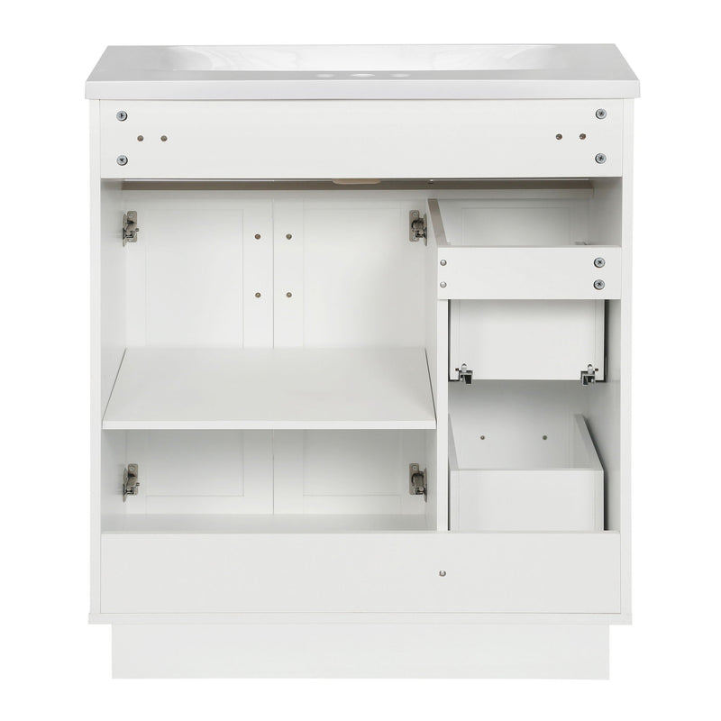 Bathroom Vanity With 2 Doors, 2 Drawers, Adjustable Shelf, Hidden Slides & Soft Close Hinges