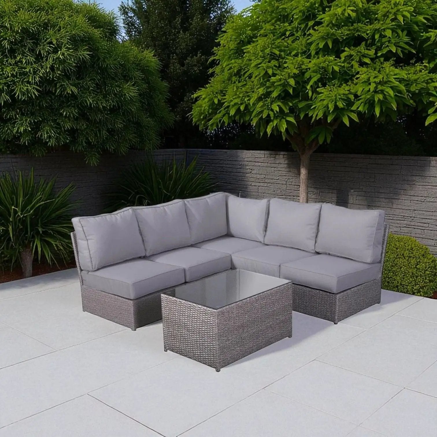 Comfortable Modern Patio Rattan Sectional Set With Cushions by Unique Piece Furniture