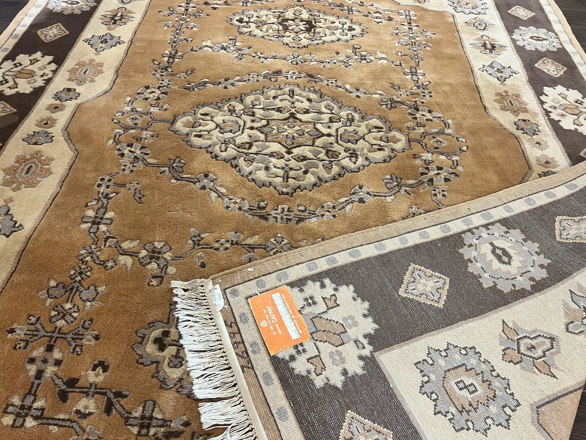 Indian Oushak Rug 8x10, Wool Hand Knotted Vintage Carpet by Jewel Rugs