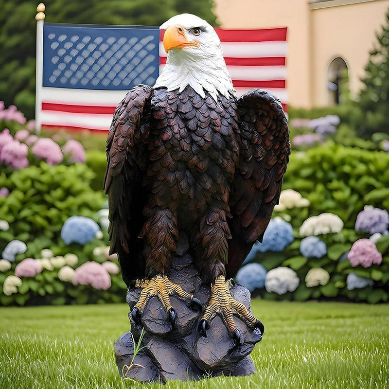 13" H x 24.4" L Large Standing Bald Eagle Garden Statue by HouseOfZazla