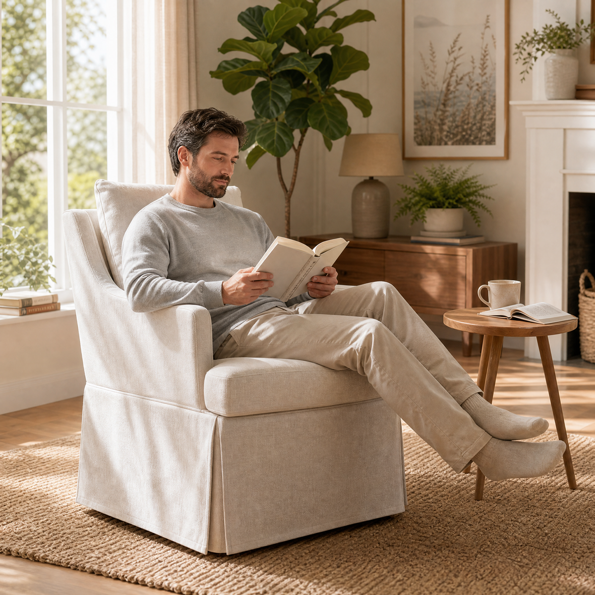 Upholstered Dining Chair with Casters - Modern Fabric, 1 Piece, photo 5 of 9