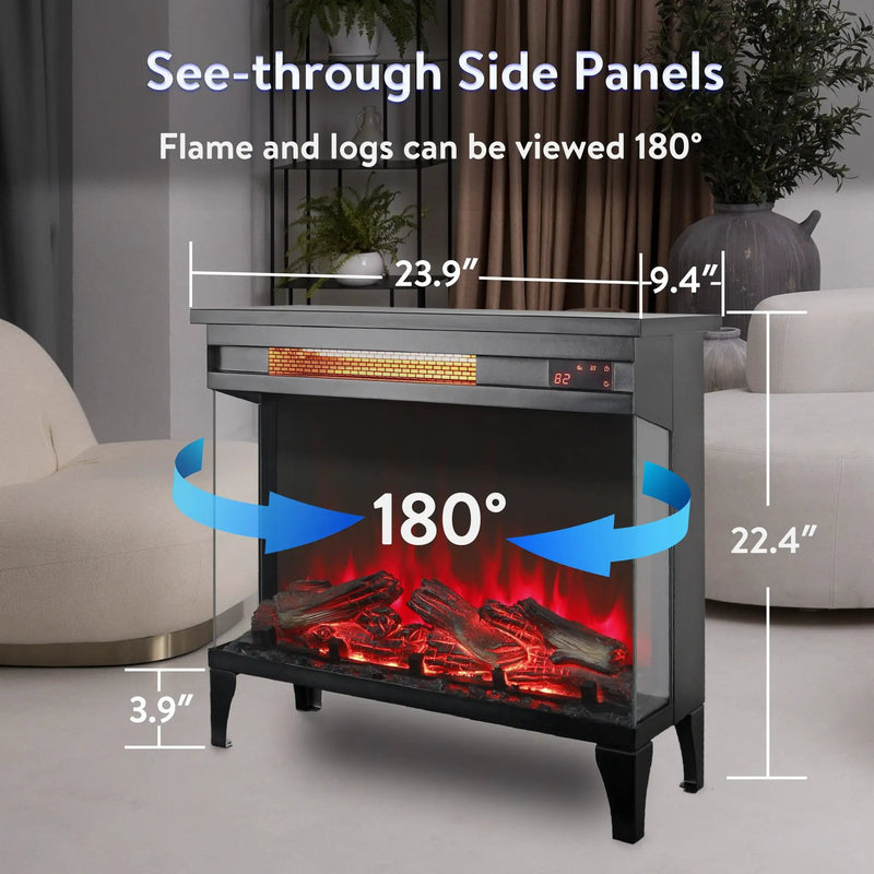 24 Inch Three-Sided Glass Electric Fireplace by HouseOfZazla