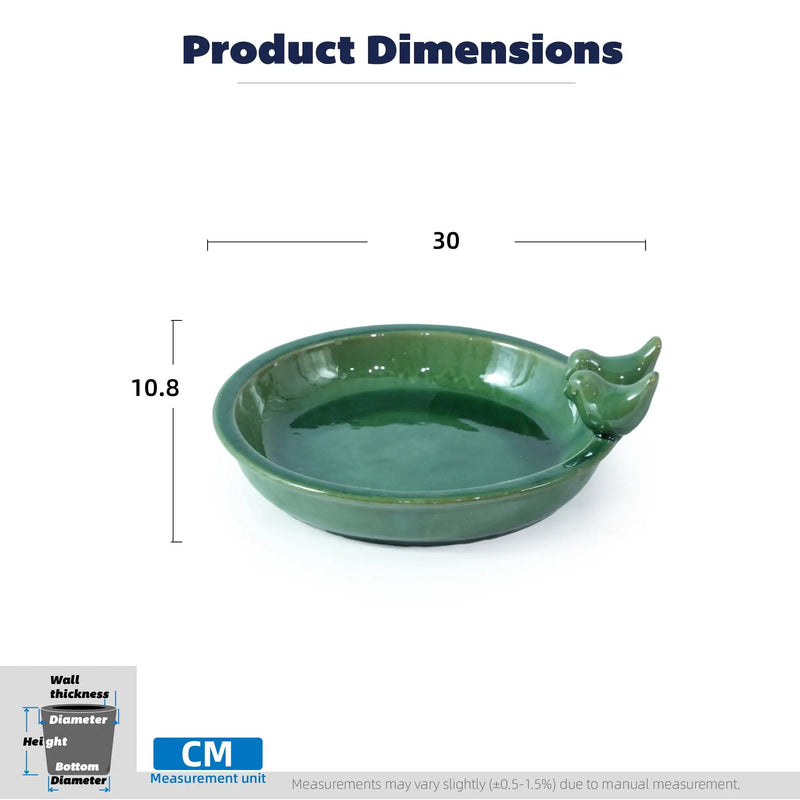 Handmade Ceramic Bird Bath, 11.8 Inch Olive by HouseOfZazla
