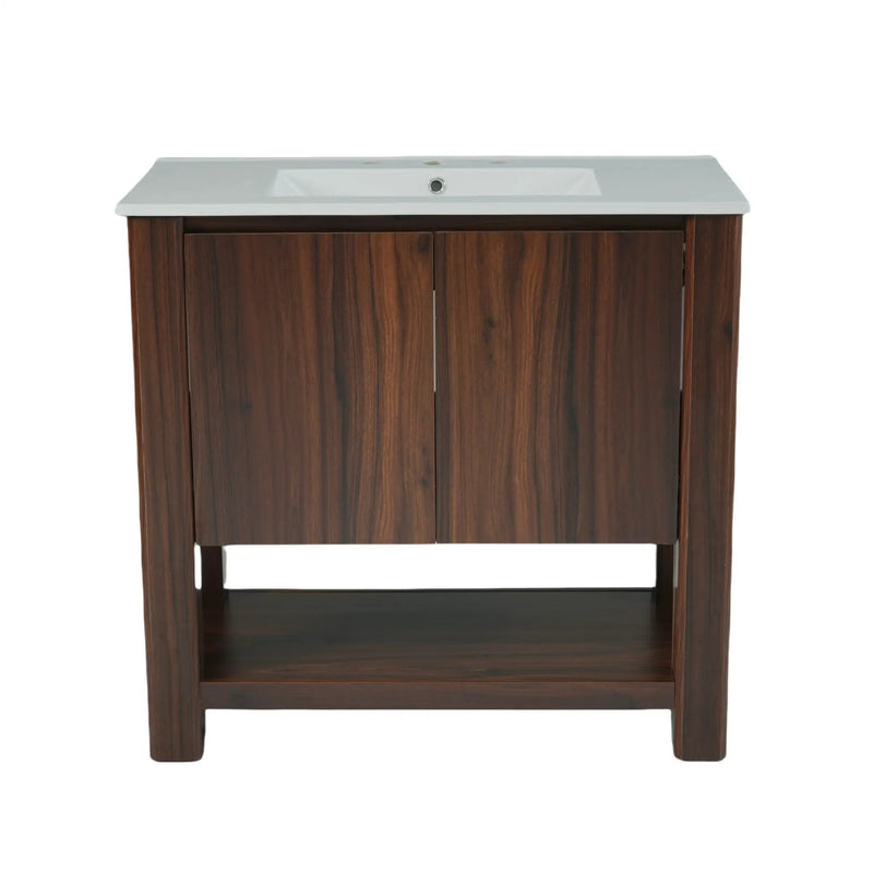 Modern Bathroom Vanity With Rectangle Ceramic Sink, Soft Closing Doors by HouseOfZazla