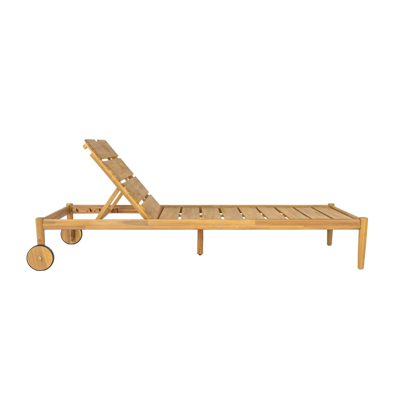 Riviera Outdoor Chaise Lounge with Wheels, Acacia Wood Frame (Set of 2) by HouseOfZazla