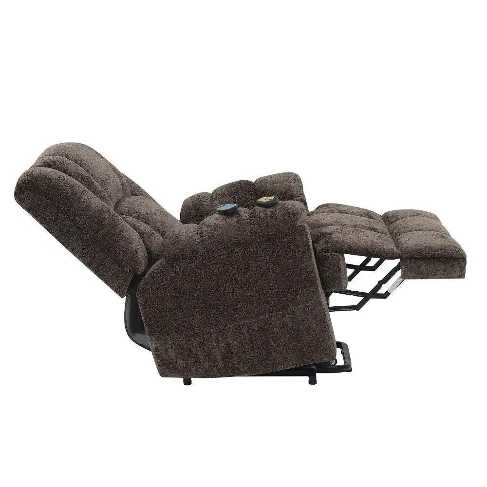 Pacay - Power Recliner With Lift & Heating & Massage - Brown Chenille by Unique Piece Furniture