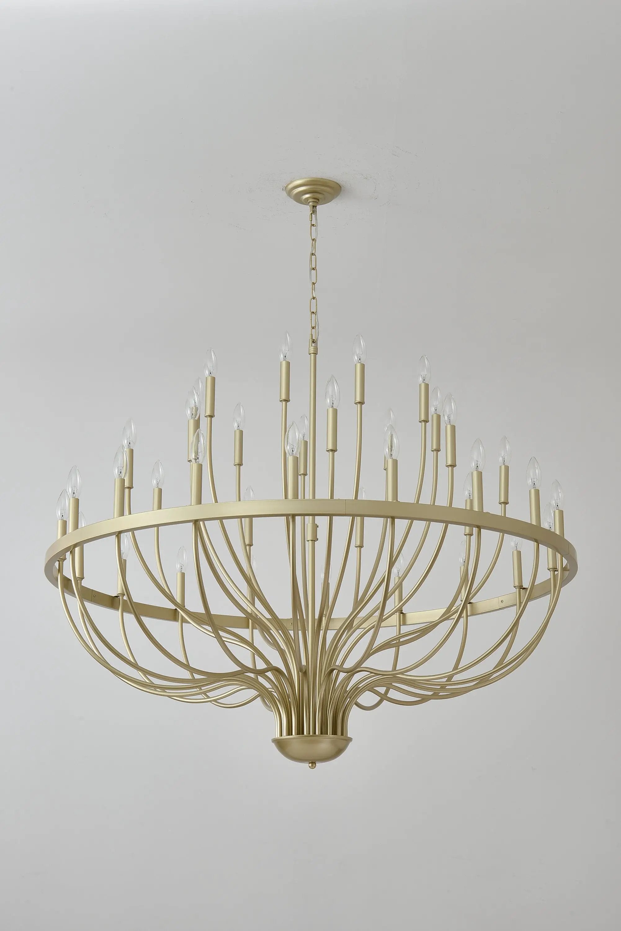 36-Light Gold Industrial Iron Candle Chandelier by HouseOfZazla