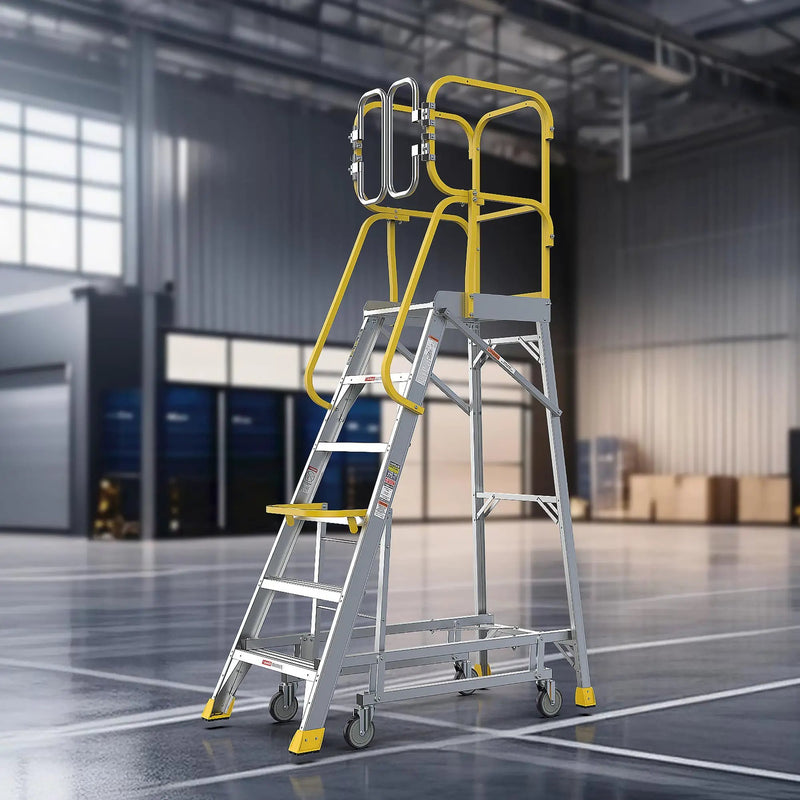 6 Step 375lbs Aluminum Rolling Platform Ladder by HouseOfZazla