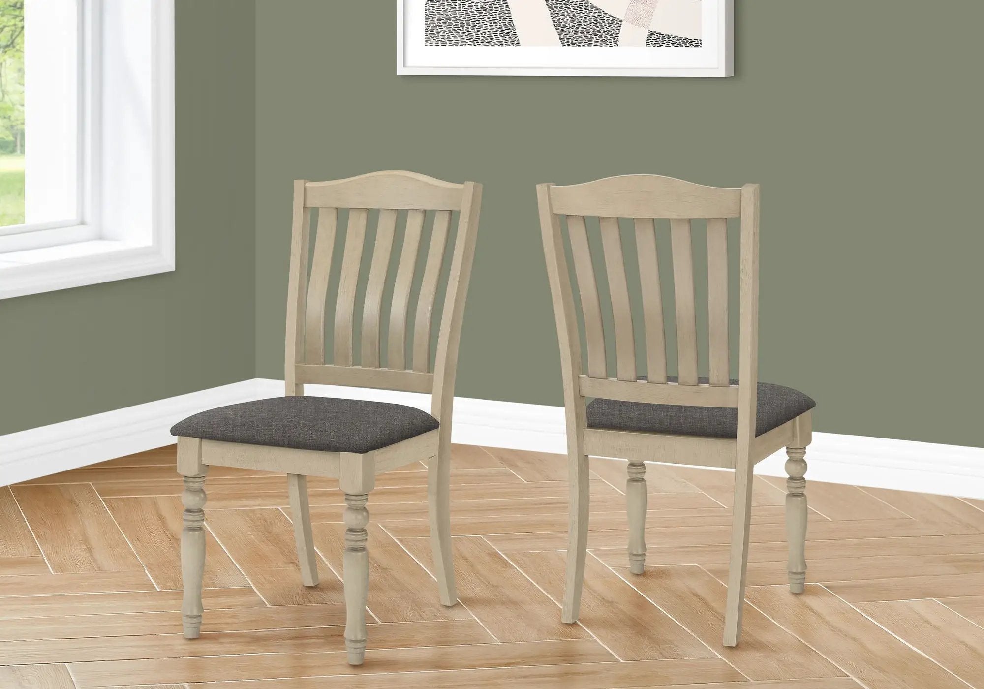 Dining Chair, Upholstered, Side, Transitional (Set of 2) - Gray by HouseOfZazla