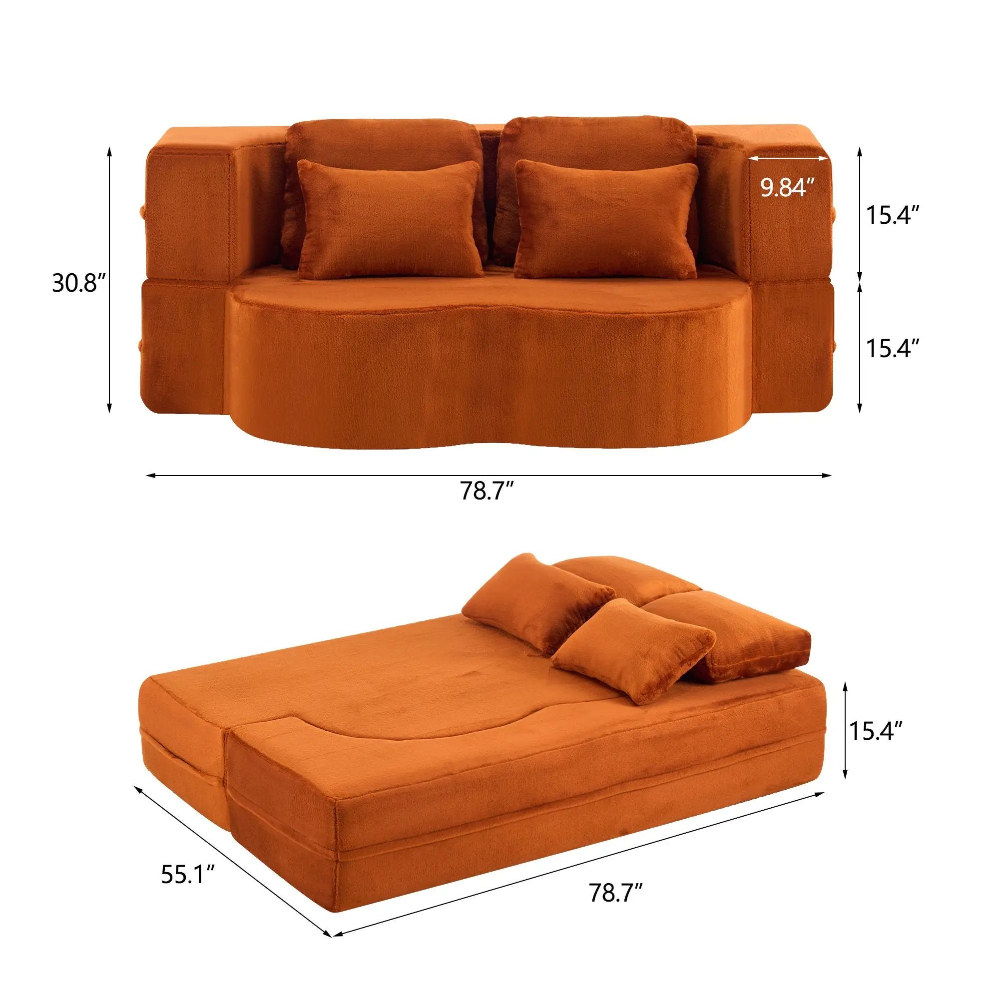 Modern Floor Sofa With 4 Pillows by HouseOfZazla