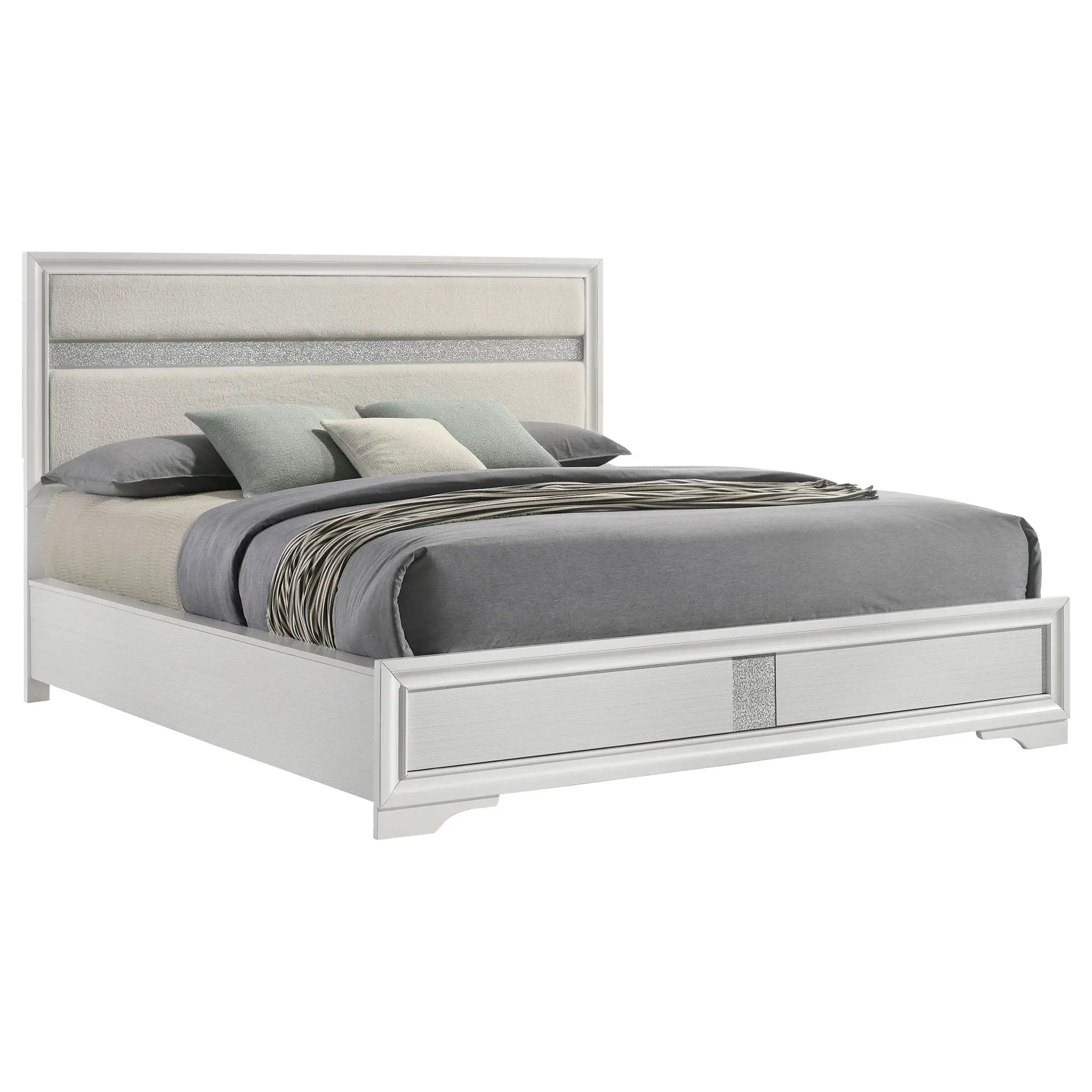 Miranda 54-inch Upholstered California King Panel Bed White by Unique Piece Furniture