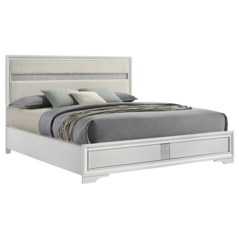 Miranda 54-inch Upholstered California King Panel Bed White by Unique Piece Furniture