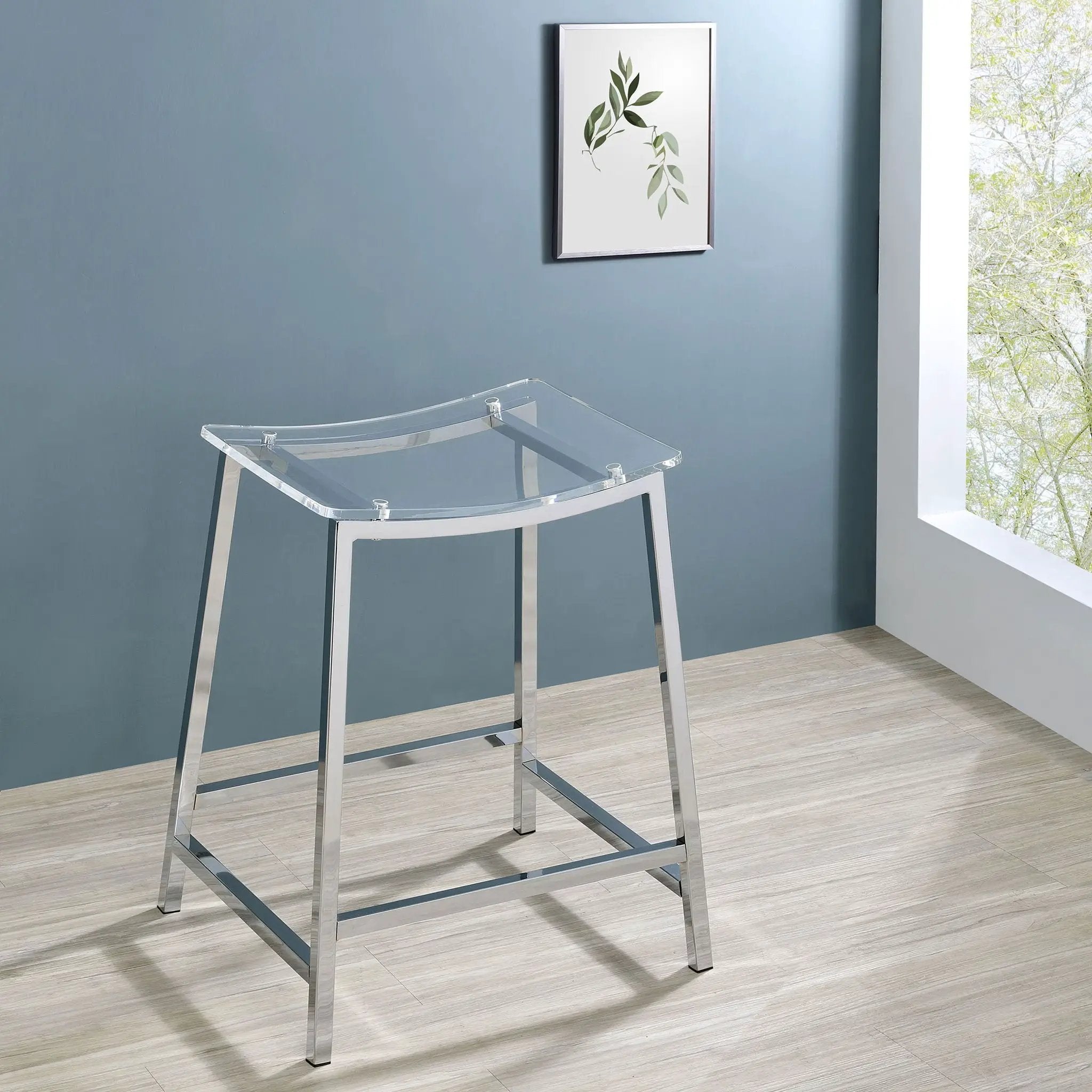 Jovani Acrylic Backless Counter Stool Chrome (Set of 2) by Unique Piece Furniture