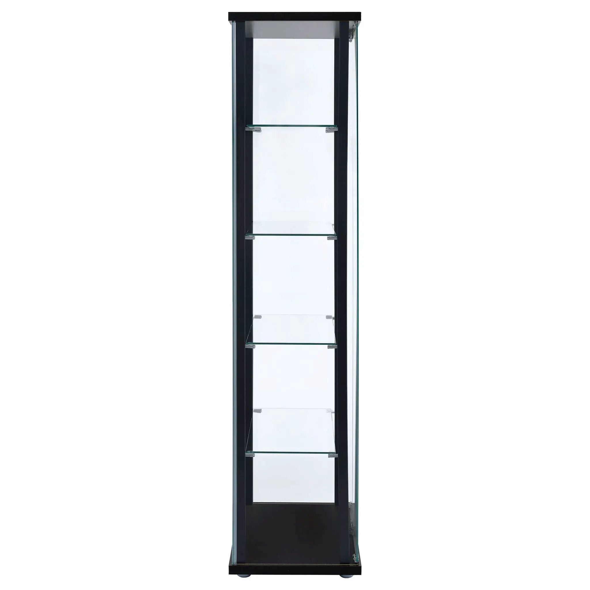 Delphinium 4-Shelf Clear Glass Curio Display Cabinet Black by Unique Piece Furniture