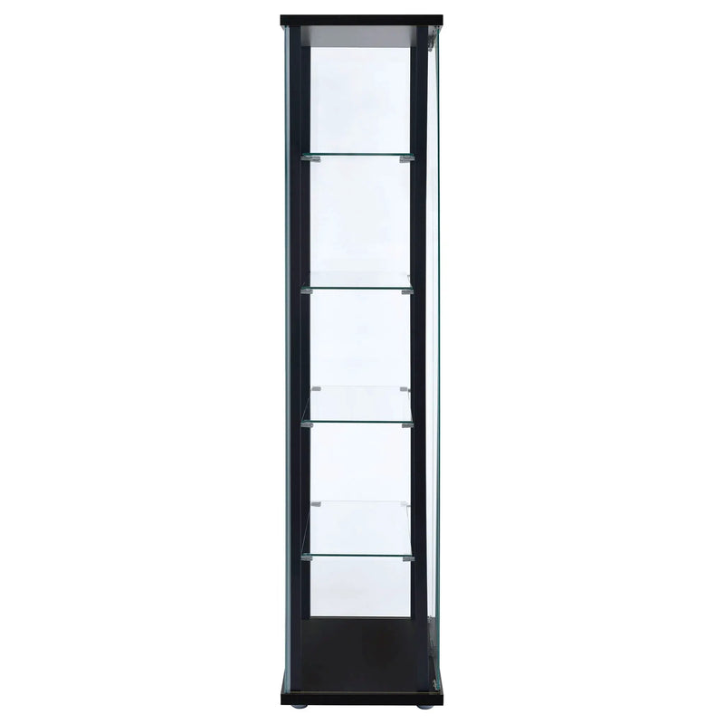 Delphinium 4-Shelf Clear Glass Curio Display Cabinet Black by Unique Piece Furniture