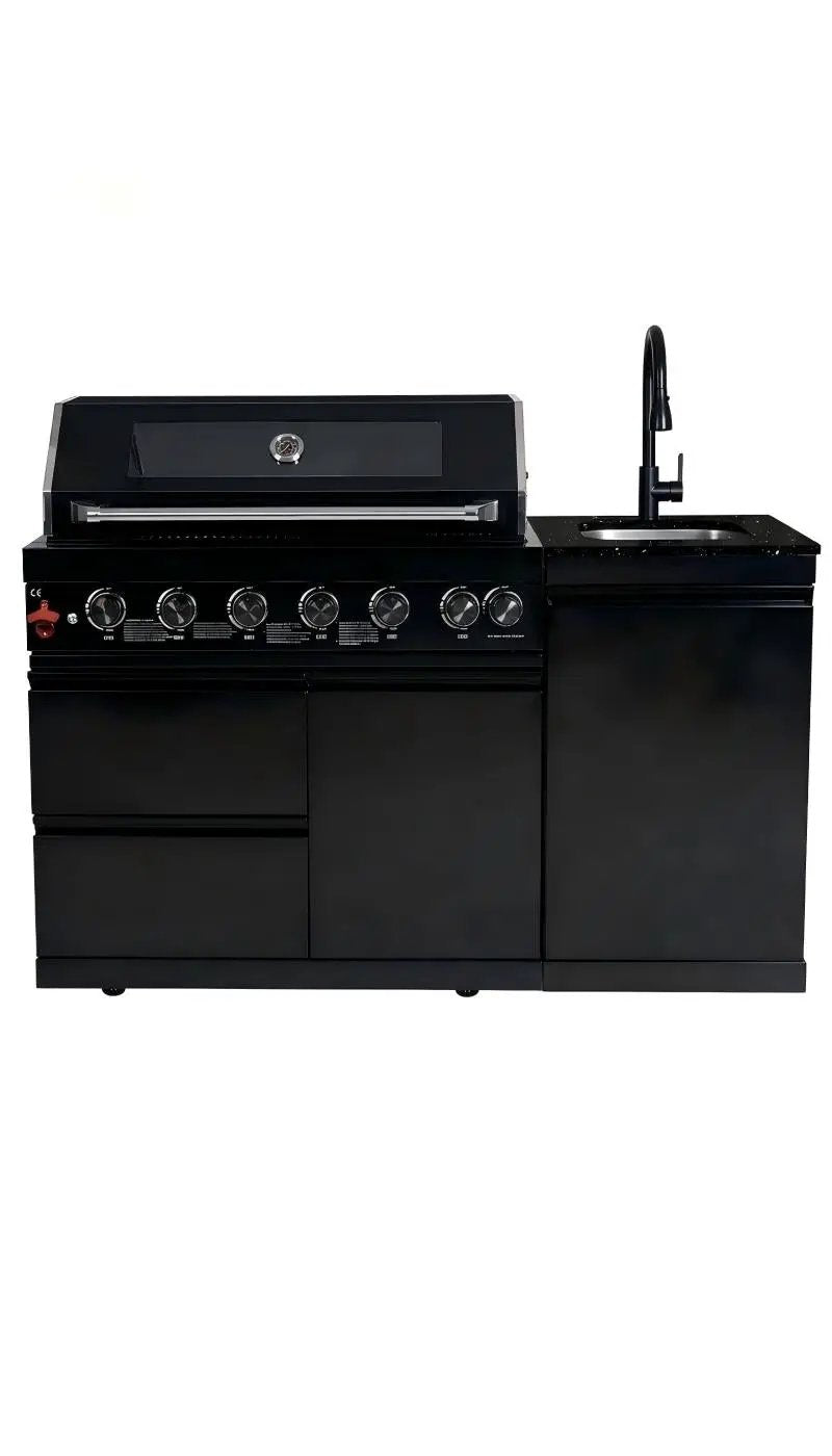 62.6 Inch 6-Burner Deluxe Stainless Steel Propane Gas Outdoor Kitchen Barbecue Island Grill by HouseOfZazla
