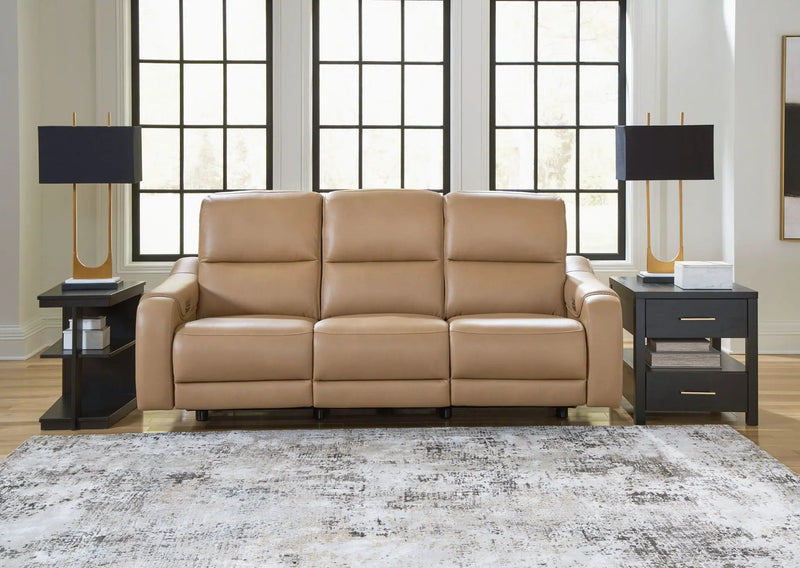 Mosswell - Power Reclining Sofa With Adj Headrest - Toffee by Unique Piece Furniture