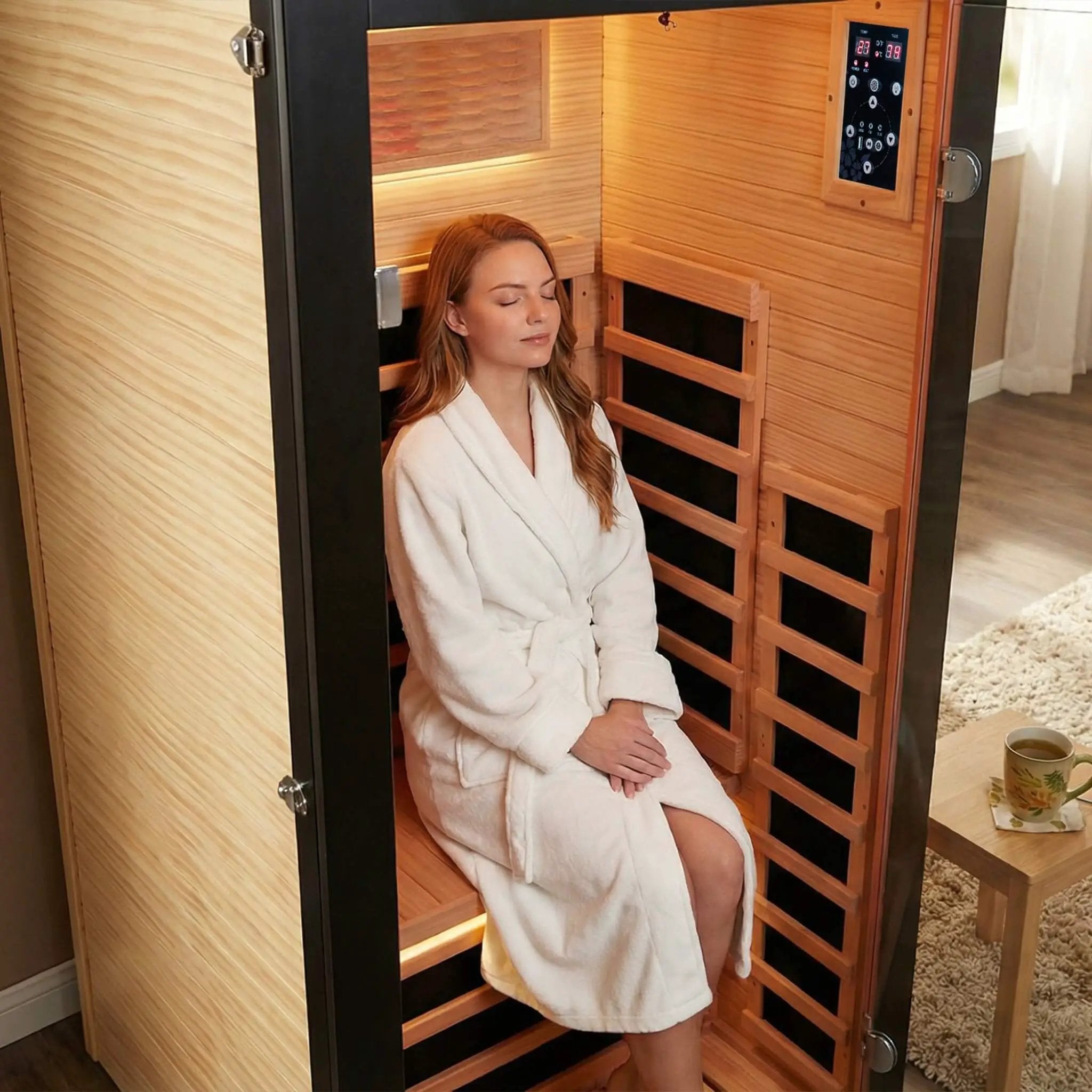 Thermora Solara Single-Person Chilean Pine Infrared Sauna Cabin (SAK57926) by SAKSBY WHOLESALE