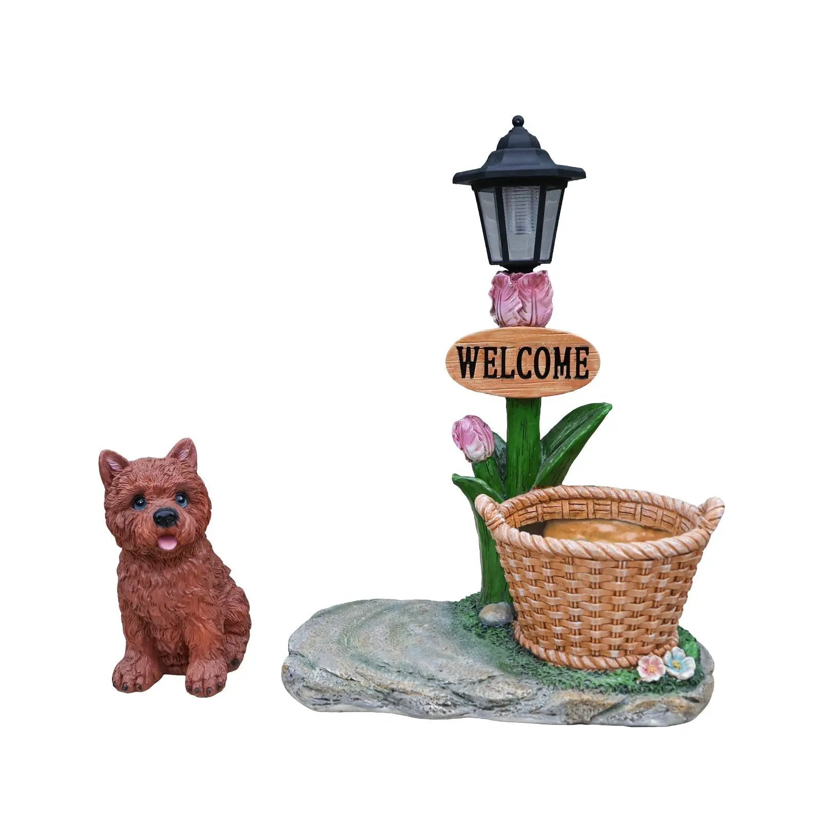 Sitting Puppy Solar Planter Outdoor Statue by HouseOfZazla