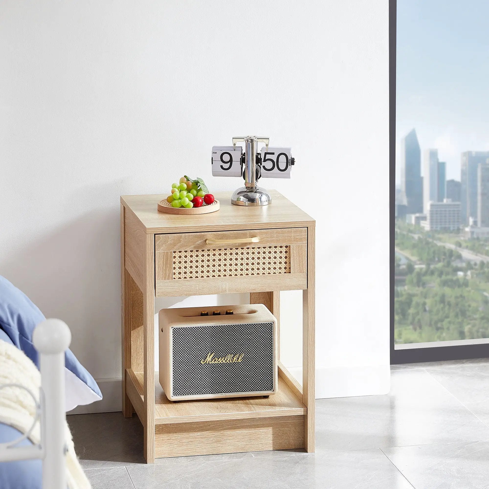 15.75" Rattan End Table With Drawer, Modern Nightstand, Side Table For Living Room, Bedroom by HouseOfZazla