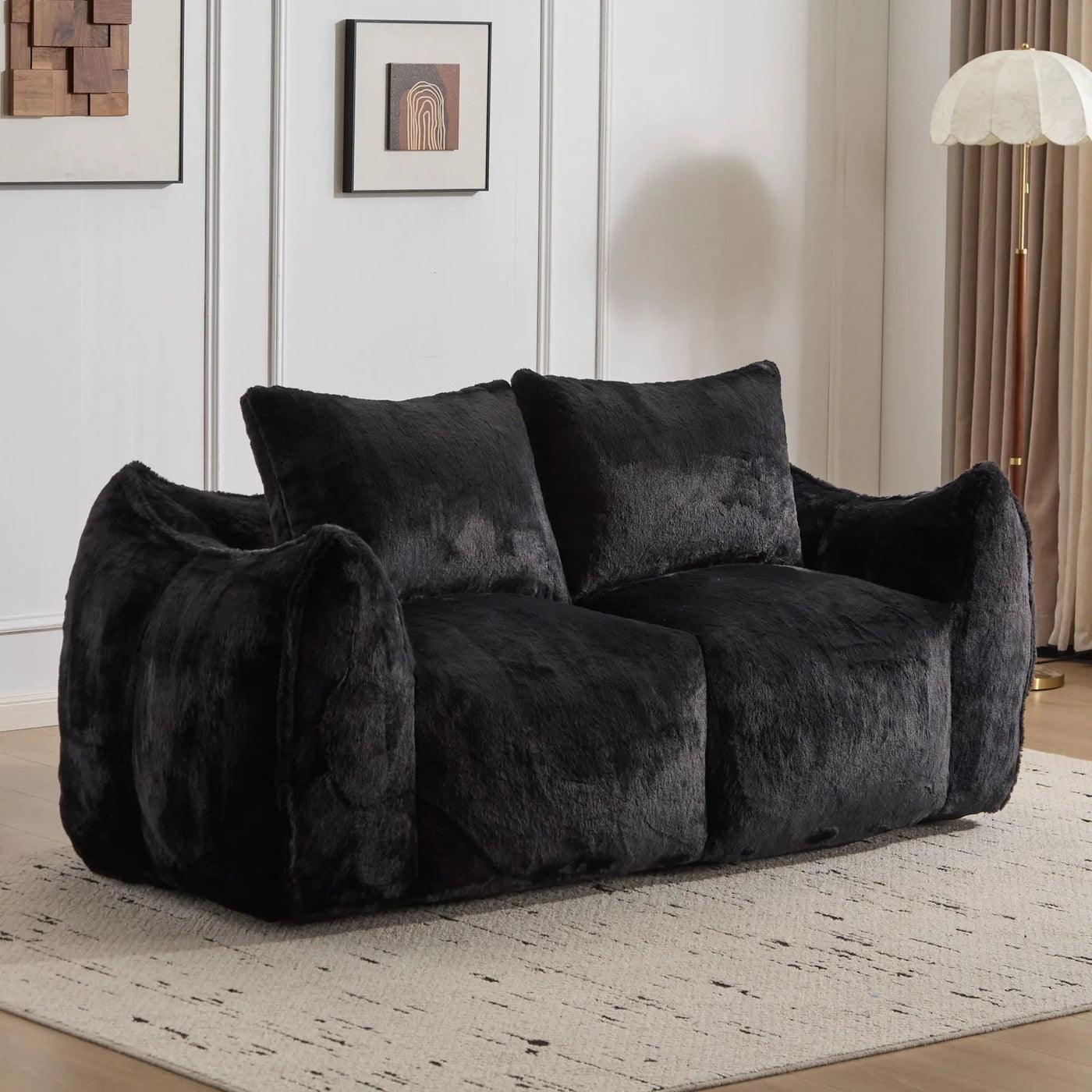 Giant Bean Bag Couch, Ultra Soft Fluffy Loveseat For Living Room by HouseOfZazla