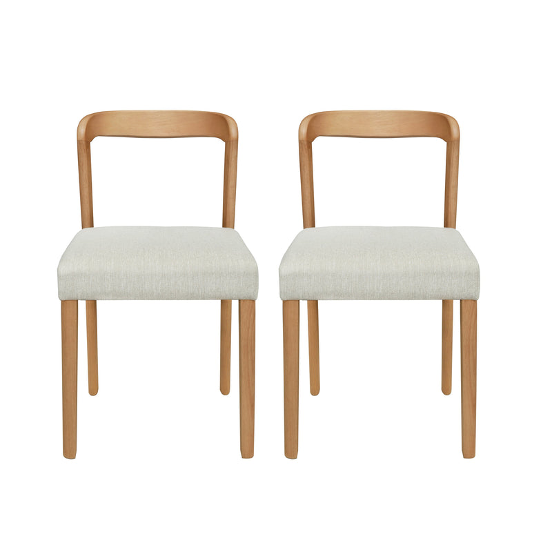 Solid Rubber Wood Dining Chairs (Natural Oak + Beige) Set of 2 by HouseOfZazla