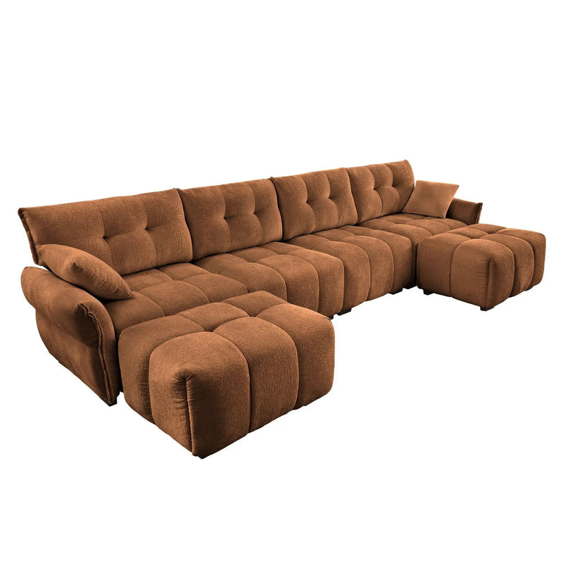 Sofa Set With Ottoman And Pillows, Textured, High Resilience Cushions by HouseOfZazla