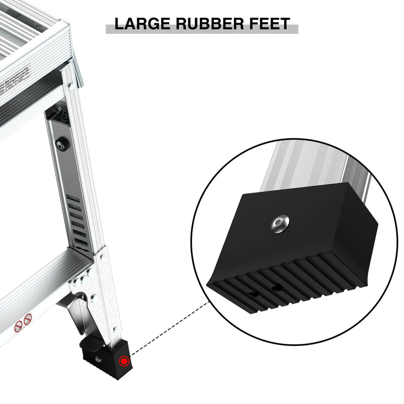 Aluminum Work Platform Large Size Step Stool Folding Portable Work Bench 40" Width Telescopic Feet Height Adjustable - Gray by HouseOfZazla