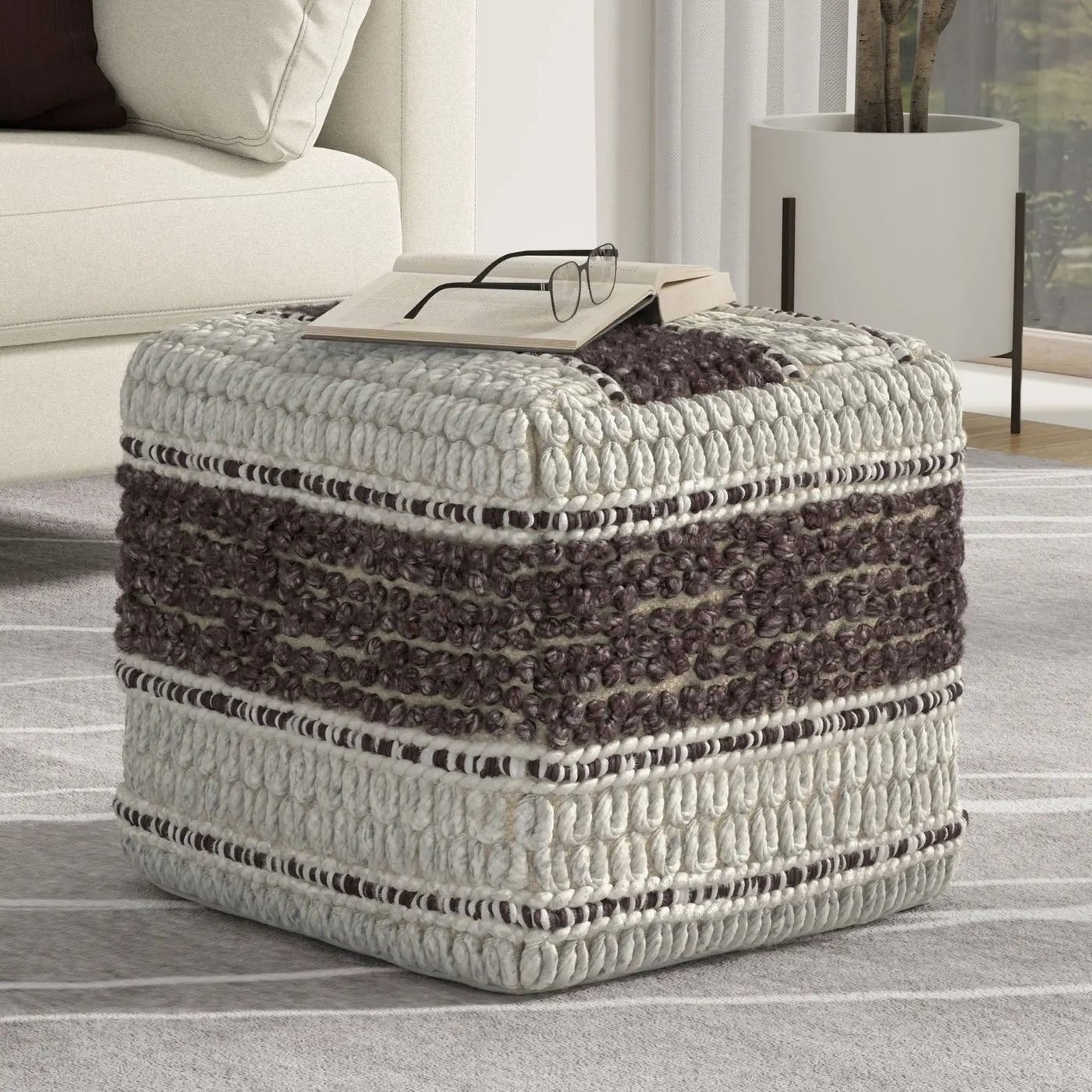 Grady - Handcrafted Square Pouf by HouseOfZazla
