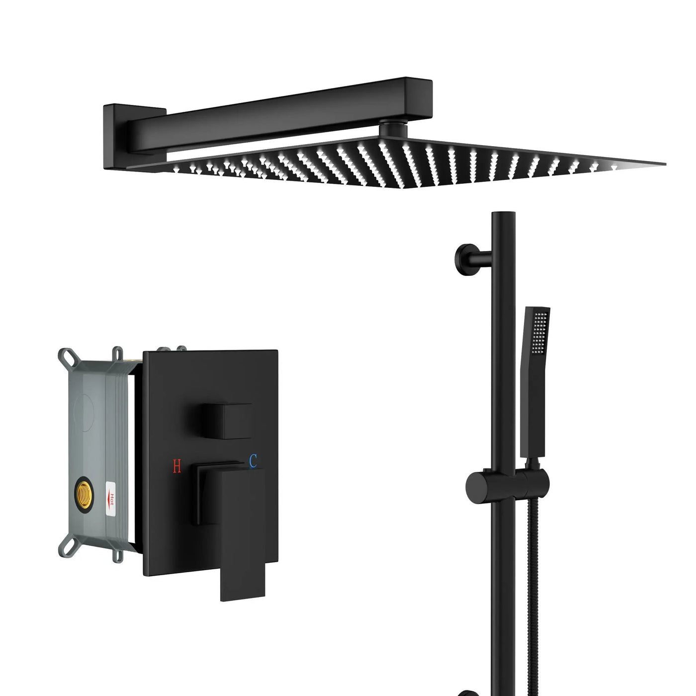 Modern Shower System With Adjustable Slide Bar, Stainless Steel And Brass Construction by HouseOfZazla