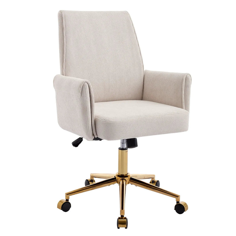 Ergonomic Mid-Back Office Chair With Gold Base by Unique Piece Furniture