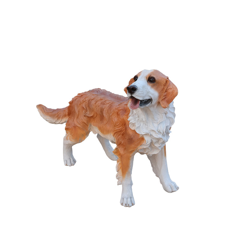 Lifelike Hound Dog Statue, Realistic Resin Animal Figurine for Indoor Outdoor Garden Lawn Yard Home Decor, Art Craft Gift, Brown+White, photo 6 of 7