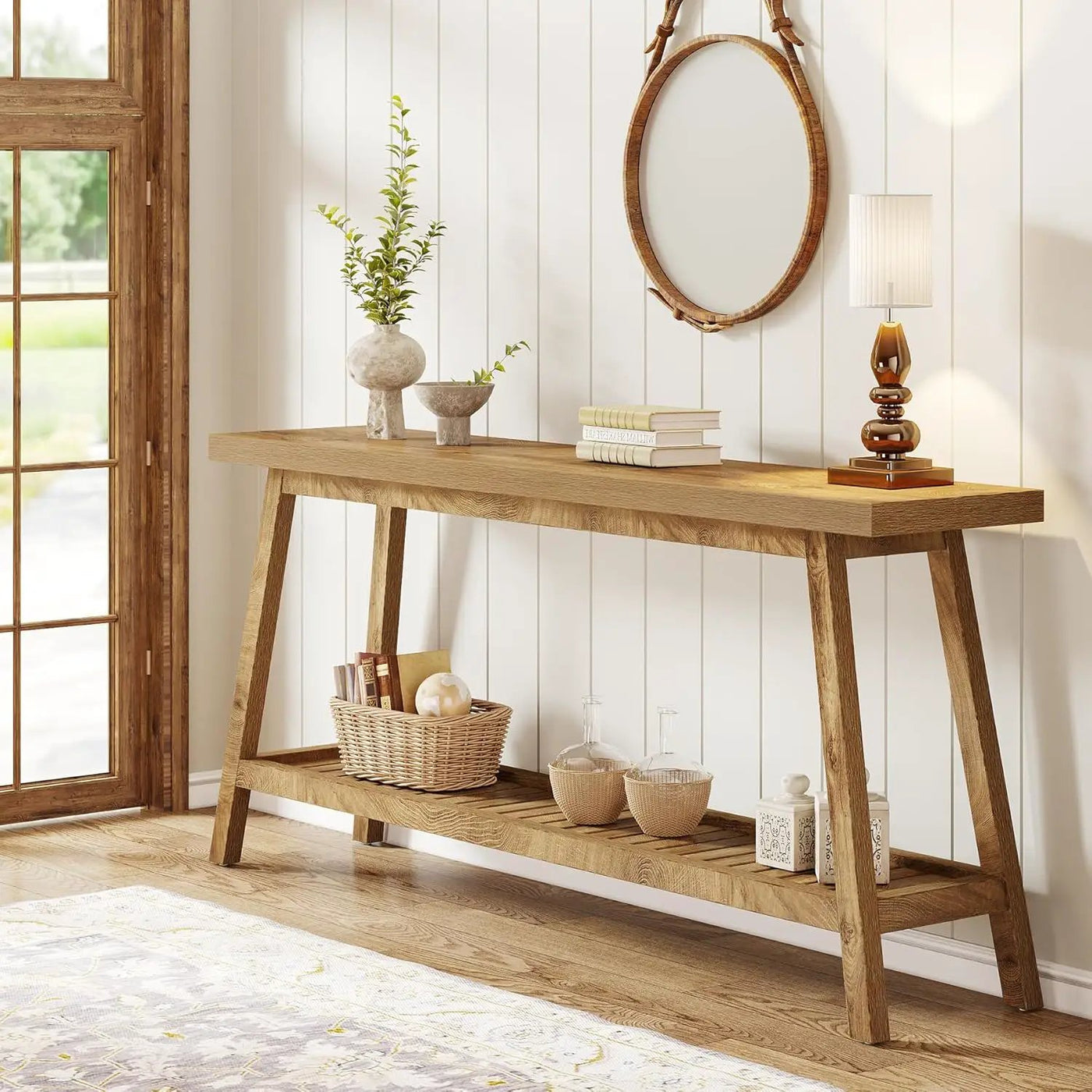 Extra Long Console Table With 2 Tier Open Storage by HouseOfZazla