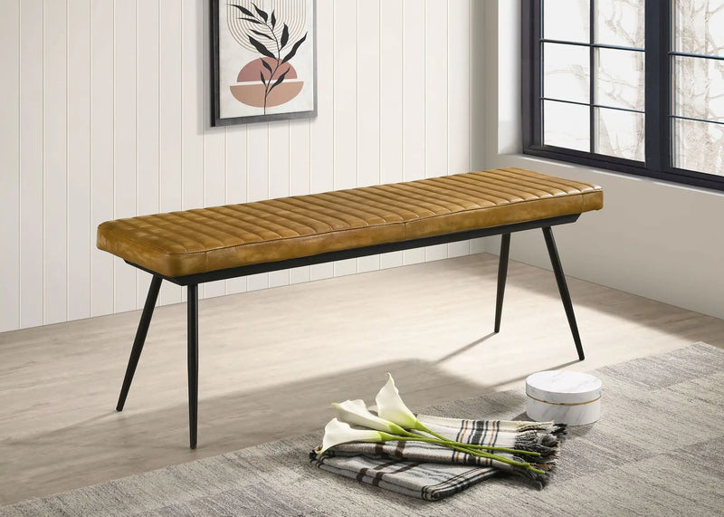 Misty Leather Upholstered Dining Bench Antique Camel by Unique Piece Furniture
