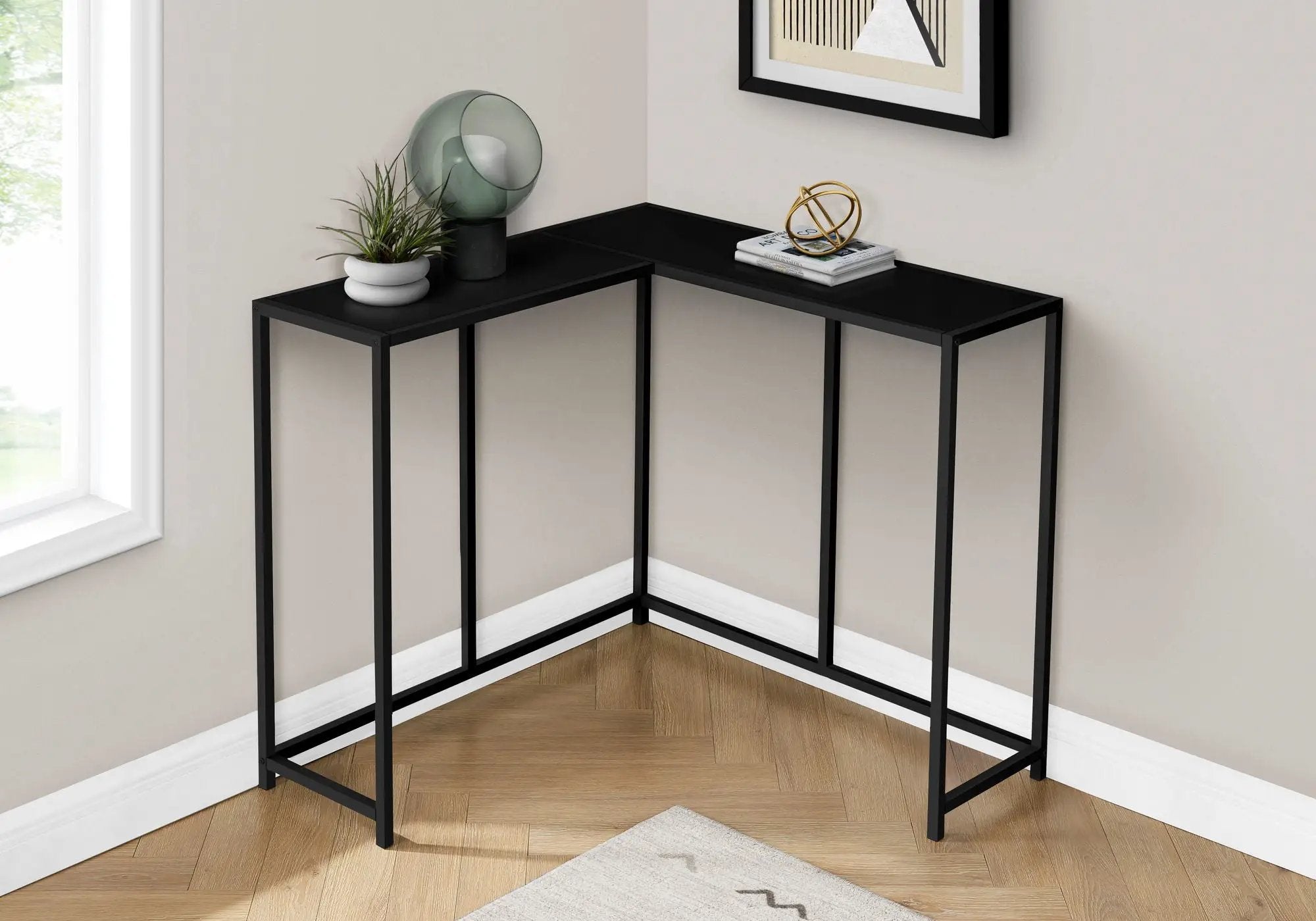 Corner Accent Console Table For Entryway, Contemporary & Modern - Black by HouseOfZazla