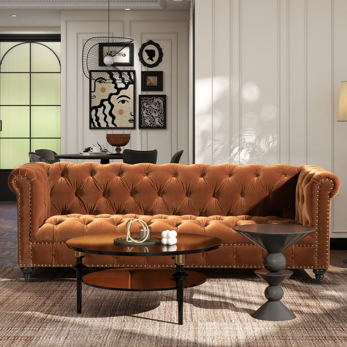 Tufted Chesterfield Sofa with Kiln-Dried Hardwood Frame - Dark Green, photo 2 of 22