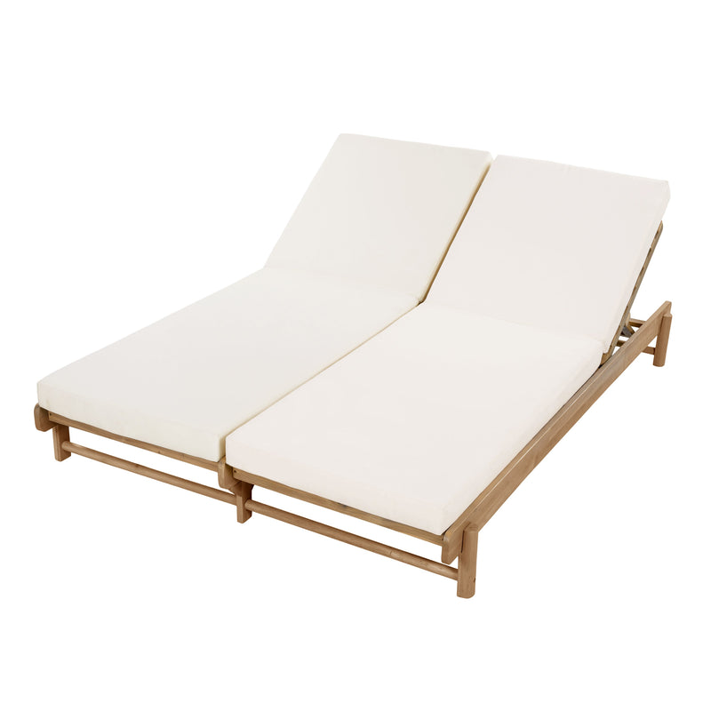 Light Teak Acacia Wood Double Chaise Lounger Set, photo 6 of 10