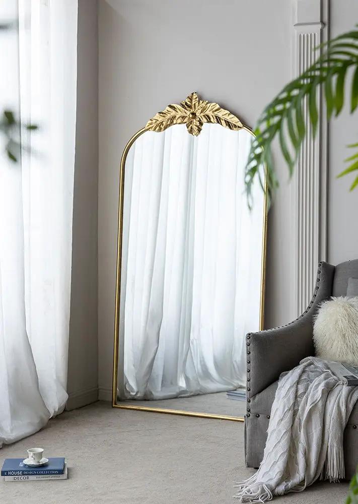 Arched Wall Mirror With Metal Frame, Wall Mirror For Living Room by HouseOfZazla