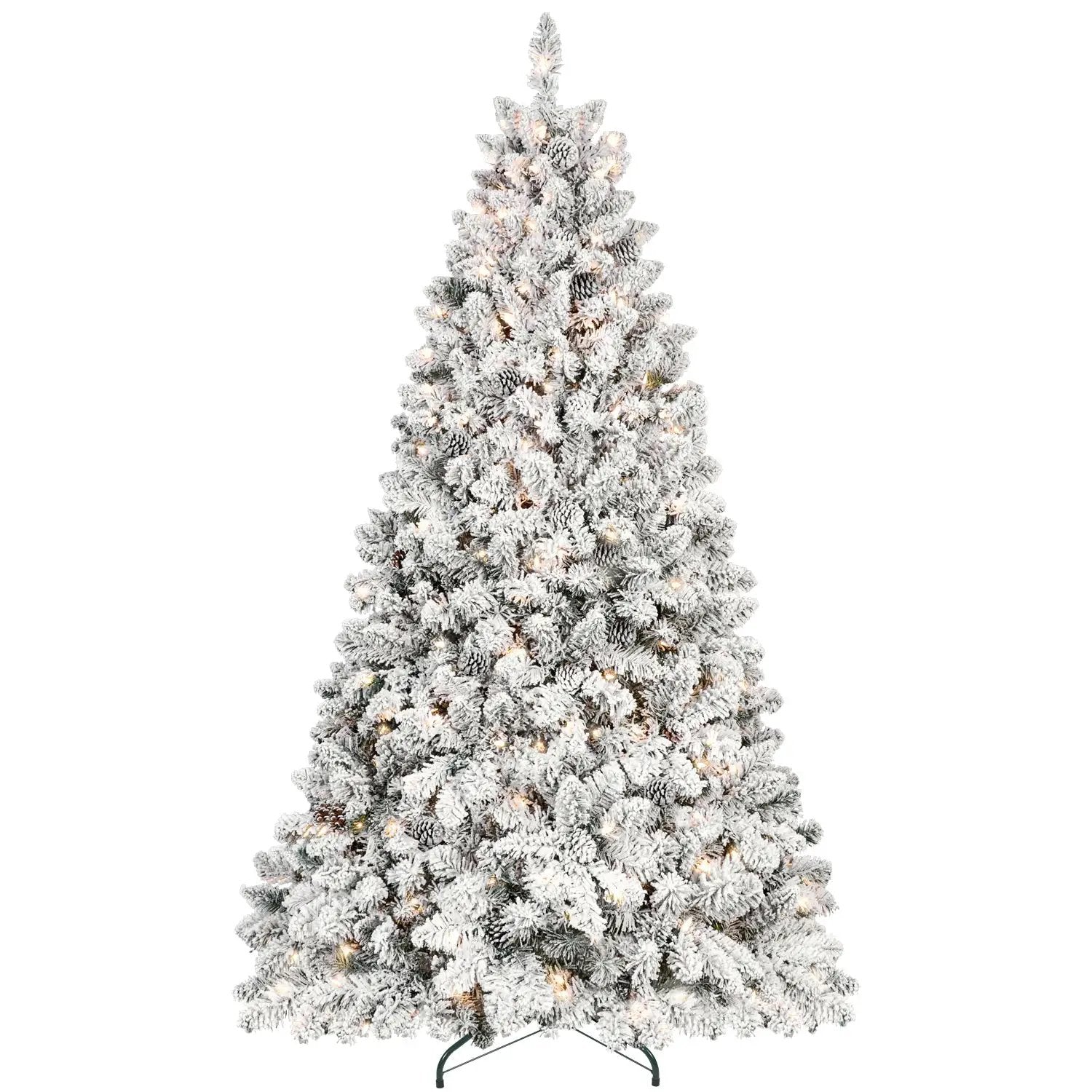 6FT Flocked Christmas Tree with 350 UL Lights and 35 Pine Cones by HouseOfZazla